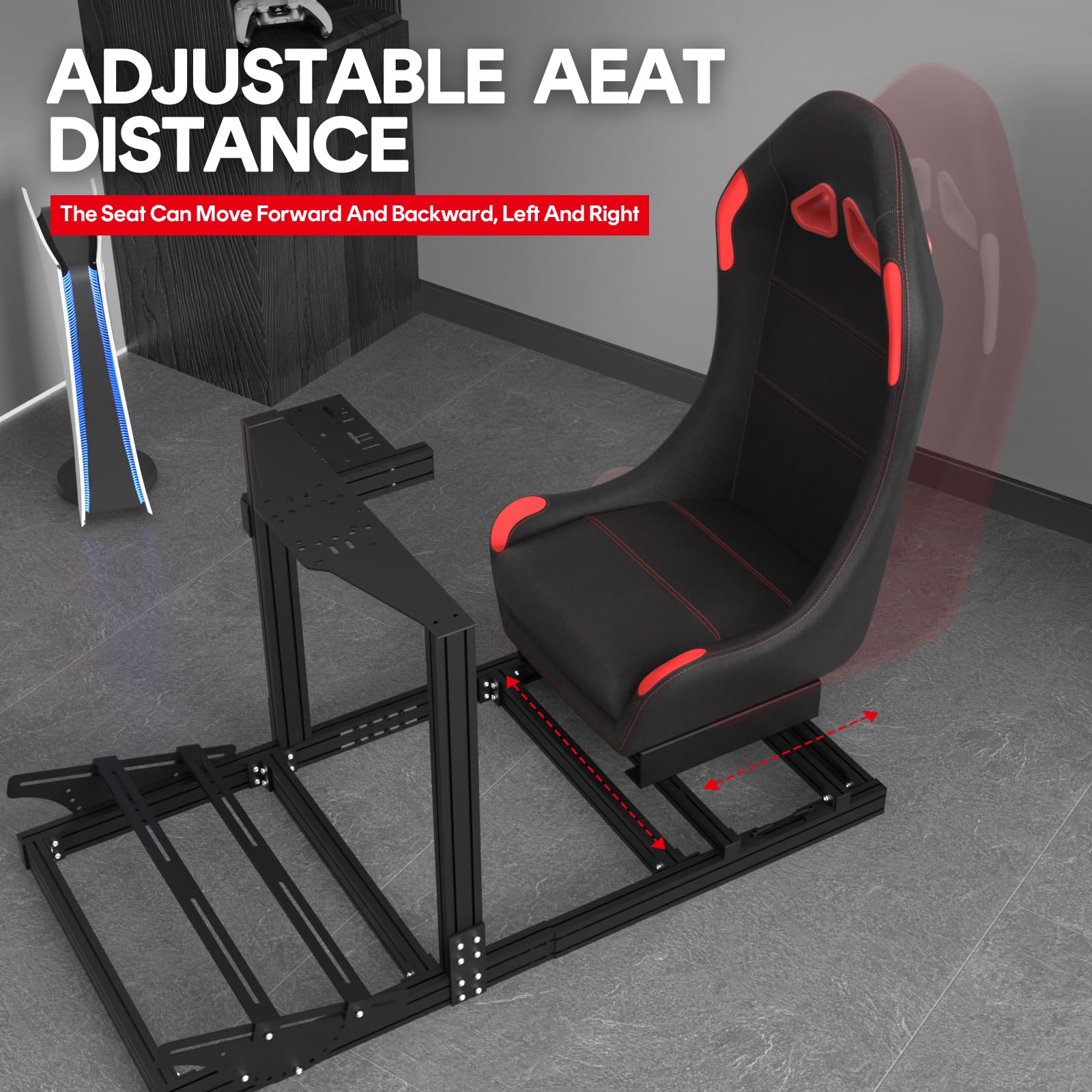 RACGTING Aluminum Profile Racing Simulator Cockpit with Seat for